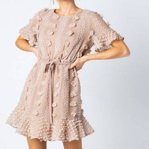 &merci Gray Pom Pom Mini Dress